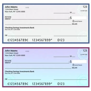 Watermark security personal checks Stock Illustration