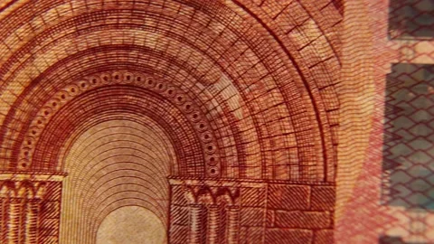 Watermarks on monetary paper banknotes a 10 euro banknote in hand. Stock Footage 174907550