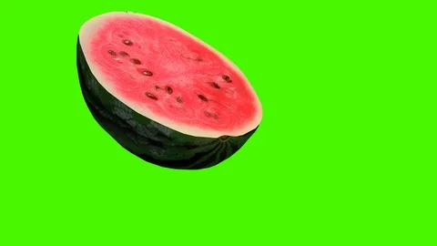 Watermelon, 3D animation for cookers, isolated on green screen background, 4K Stock Footage
