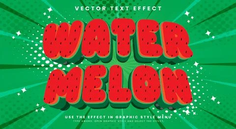 Watermelon 3d editable text effect Stock Illustration