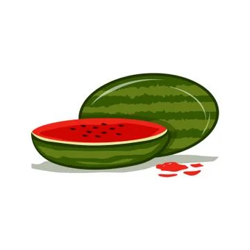 Watermelon and half icon Stock Illustration