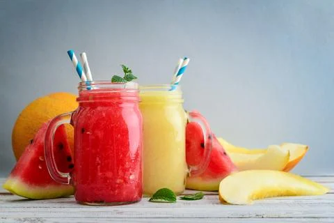 Watermelon and melon smoothie Fotos de archivo