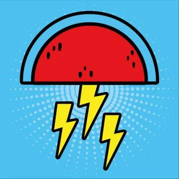 Watermelon and rays pop art style icon Stockillustratie