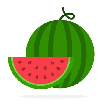 Watermelon and a slice of watermelon Illustrazione stock