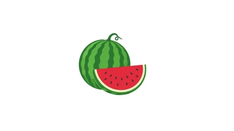 Watermelon animated fresh slice and whole fruit swaying gently for summer h.. Stock Footage 343774178