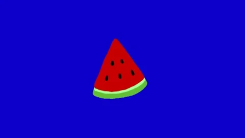 Watermelon animation on blue background 動画素材 334772733