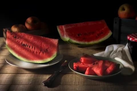 Watermelon &amp; Apples 库存照片