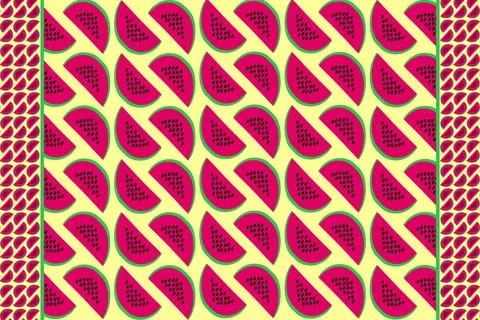 Watermelon backdrop party pattern food illustration watermelons slices picnic Illustrazione stock