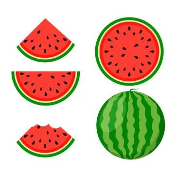 Watermelon background bite icon. Melon vector food slice cartoon fruit Stock Illustration