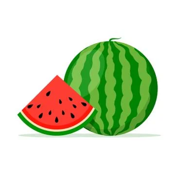 Watermelon background bite icon. Melon vector food slice cartoon fruit Illustrazione stock