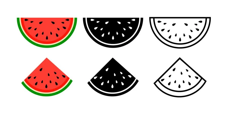 Watermelon background bite icon. Melon vector food slice cartoon fruit Stock Illustration