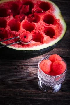 Watermelon balls. Stock Photos