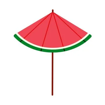Watermelon Beach Umbrella Flat Design Clipart Stockillustratie