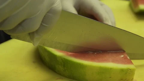 Watermelon being sliced Stock Footage 142160154