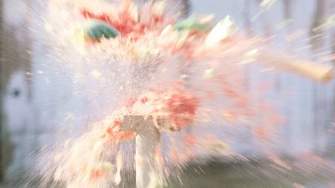 Watermelon Being Smashed in Slow-Motion Stock Footage 130165474