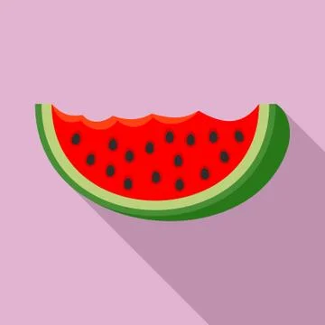 Watermelon bite slice icon, flat style Illustrazione stock