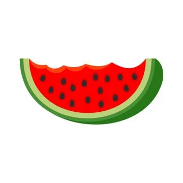 Watermelon bite slice icon, flat style Stock Illustration