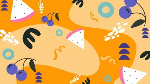 Watermelon blueberry background Stock Illustration