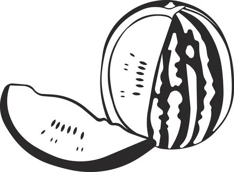 Watermelon with bones and a slice of watermelon. Stock Illustration