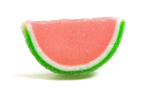 Watermelon Candy Fruit Slice Isolated on a White Background Stock Photos