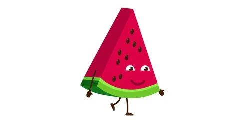 Watermelon cartoon character walking and... | Stock Video | Pond5
