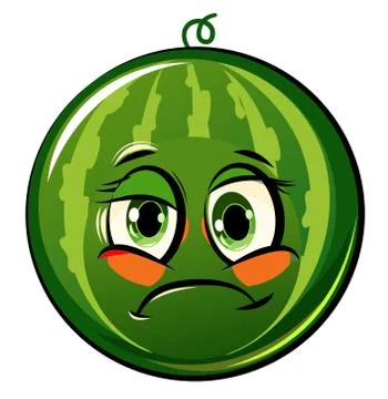 Watermelon cartoon. Comical face. Vector illustration. Fruit with eyes. Stock Illustration