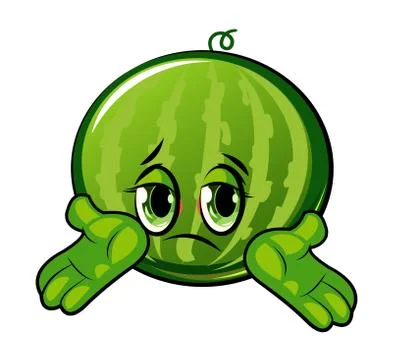 Watermelon cartoon. Comical face. Vector illustration. Fruit with eyes. Stock Illustration