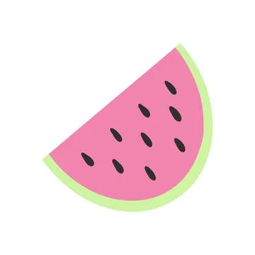 Watermelon in cartoon flat style. Vector illustration of fresh summer fruit,  Stock Illustration