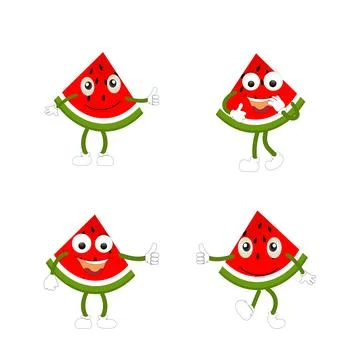 Watermelon cartoon, fresh fruit vector illustration Stock Illustration