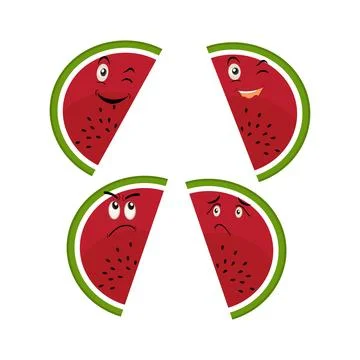 Watermelon cartoon, fresh fruit vector illustration Stock Illustration
