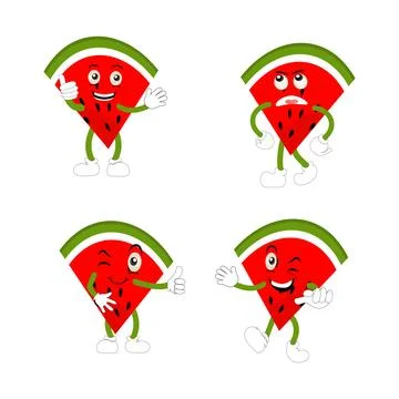 Watermelon cartoon, fresh fruit vector illustration Stock Illustration