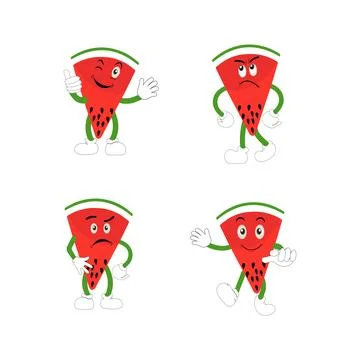 Watermelon cartoon, fresh fruit vector illustration Stock Illustration