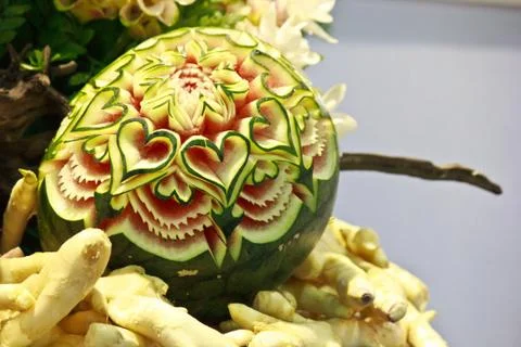 Watermelon carving 4 Stock Photos