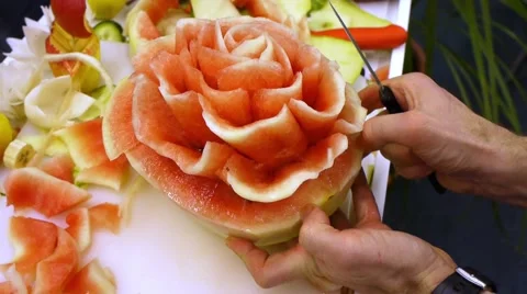 Watermelon Carving Vídeo Stock 61732131