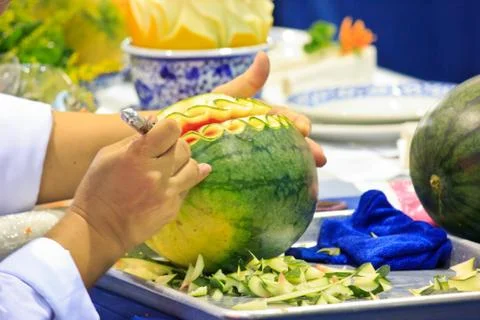 Watermelon carving 스톡 사진