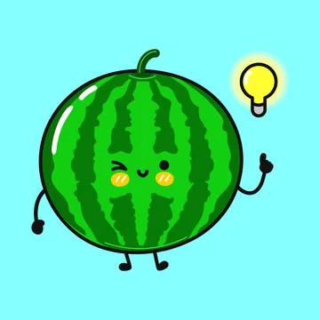 Watermelon character having creative idea and inspiration Stock Illustration