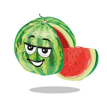 Watermelon character with slice vector Stock Illustration