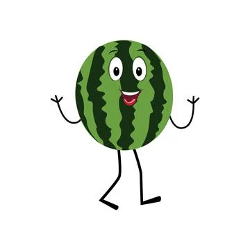 Watermelon Character with Various Face Expressions. Stock Illustration