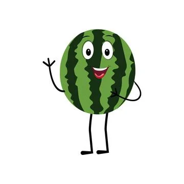 Watermelon Character with Various Face Expressions. Stock Illustration