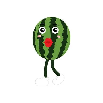 Watermelon Character with Various Face Expressions. Stock Illustration