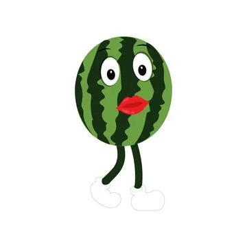 Watermelon Character with Various Face Expressions. Stock Illustration
