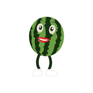 Watermelon Character with Various Face Expressions. Stock Illustration