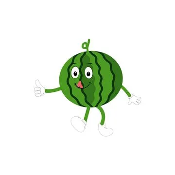 Watermelon Character with Various Face Expressions. Stock Illustration