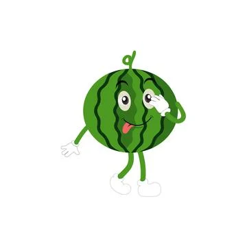 Watermelon Character with Various Face Expressions. Stock Illustration