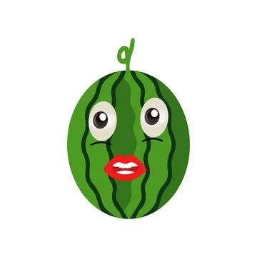 Watermelon Character with Various Face Expressions. Stock Illustration