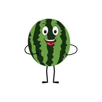 Watermelon Character with Various Face Expressions. Stock Illustration