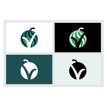 Watermelon Checkmark Logo Design Set Stock Illustration
