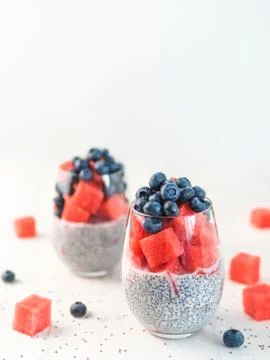 Watermelon chia pudding 스톡 사진