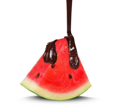 Watermelon with chocolate Stock Photos