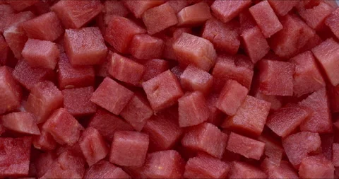 Watermelon chunks background texture. Flat lay. Stock Footage 311574348